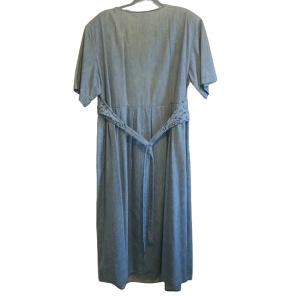 Vintage Carol Anderson II Denim Dress Women’s 20 Blue Midi Shoulder Pads... - Picture 3 of 16